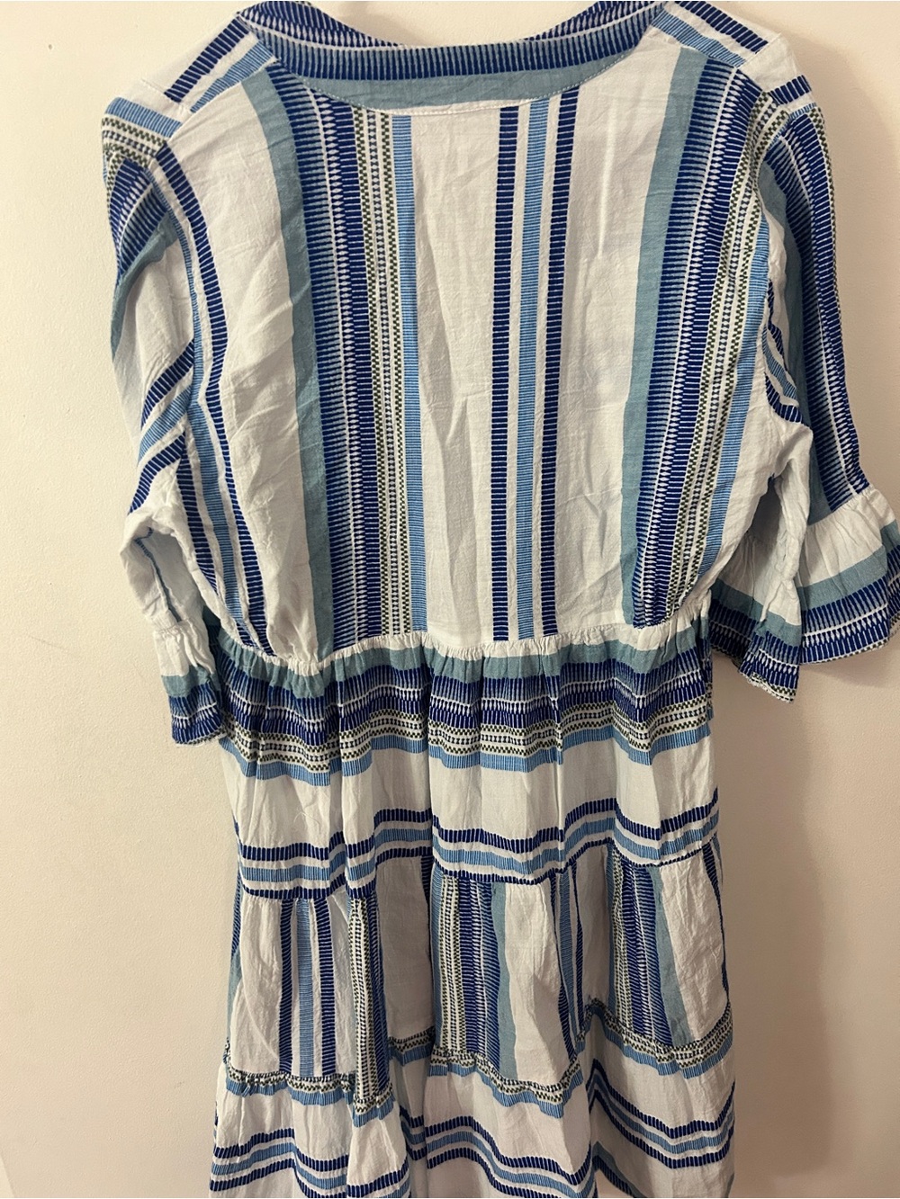 Blue Striped V-Neck Women’s Dress - Picture 3 of 3
